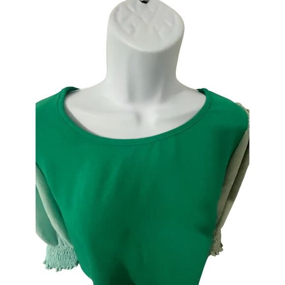 BiBi NWOT Colorblock Green Top – Size L - Picture 3 of 6